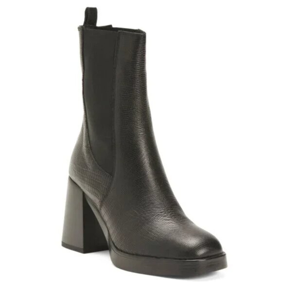 NEW DEI COLLI Leather Heeled Chelsea Booties black for women 663mn - Picture 1 of 3